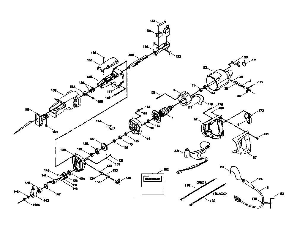 Fig-0 Diagram and Parts List for 629  Porter Cable Sander Grinder